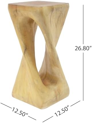 Merax Twist Shape MGO Accent Side Table, Unique Modern End Table with Wide Pedestal & Tabletop, Small Drink Tables for Living Room, Bedroom Night Stand Bedside Table, No Assembly Required, Natural - Image 2