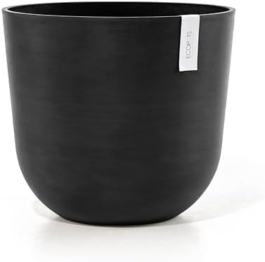 Ecopots Oslo Round Flower Planter, Dark Grey, 17.75" by ECOPOTS