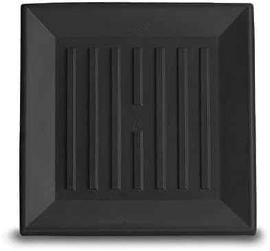 Crescent Garden Universal Square Plant Saucer, Modern UV Safe Durable Drip Tray for Square Planter, Heavy-Duty Plastic Drainage Dish, Indoor/Outdoor Flowerpot Saucer - 11'' inner x 14.5" outer (Black) by CrescentGarden