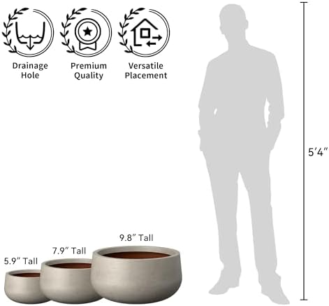 Kante Weathered Concrete Planter 11" Dia All-Weather Round Small Pot - Image 4