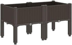 Brown Elevated Garden Planter with Legs, 31.5x15.7x16.5 Inch Polypropylene Planter Box for Climbing Plants, Rattan Look Design for Patio and Terrace - Image 5