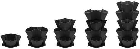 Tierra Verde Large Stackable Modular Planter with 5 Levels, Black - Image 2