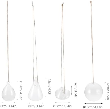Kisangel 4pcs Hanging Glass Planter- Clear Flower Vase - Hanging Terrarium Globe DIY Air Succulent Planter for Windowsill Outdoor Garden Decor - Image 2