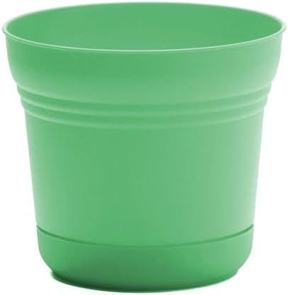 Bloem Saturn 10" Plastic Planter with Saucer, Mint Green, 4-Pack - Image 6