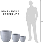 Kante Set of 3 Blue Gray Concrete Bowl Planters 18" 14" 10" Dia - Image 7