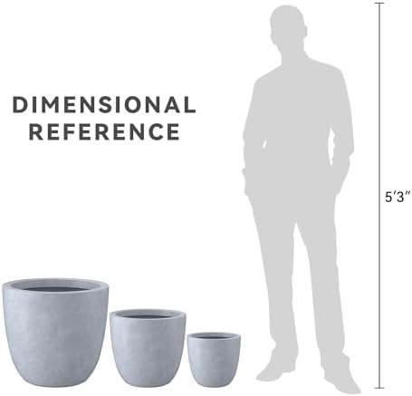 Kante Set of 3 Blue Gray Concrete Bowl Planters 18" 14" 10" Dia - Image 7