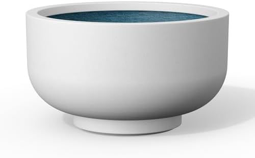 Kante Small Round Pedestal White Concrete Planter 13.8" Dia, Outdoor by Unknown