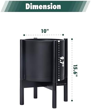 D'vine Dev Plastic Pot with Ebony Wood Stand, Black, 10 in, 55-C-N-2 - Image 3