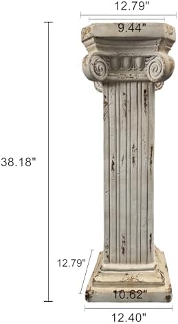 38.18" Tall Roman Column Pedestal Plant Stand with Base, Greek Style Pillar Sculpture Display Stand, Magnesium Oxide Large Decorative Pedestal for Indoor Outdoor Garden Patio Wedding Party Decor - Image 2