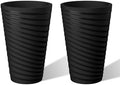 Kante 2-Pack All-Weather 15" H Round Tapered Black Plastic Planters by Unknown