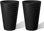Kante 2-Pack All-Weather 15" H Round Tapered Black Plastic Planters by Unknown