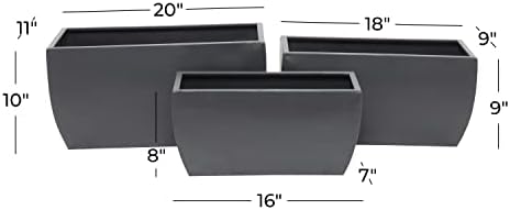 Deco 79 CosmoLiving by Cosmopolitan Metal Indoor Outdoor Planter, Set of 3 20", 18", 16" W, Gray - Image 3