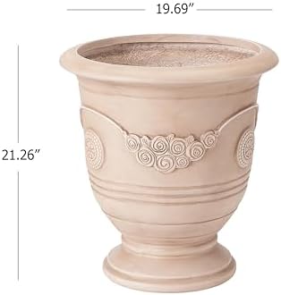 Merax 21.26" H MGO Flower Urn Planter with Drainage, Beige - Image 2