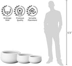 Kante Small Round Bowl White Concrete Planter 11" Dia, Outdoor - Image 7