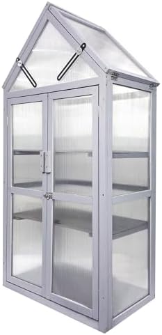 Mini Greenhouse Kit Outdoor Small Green House, Wood, Plant Stand for Indoor G Patio Balcony Apartments Porch Terrace Outsid Accessories, UV Resistant, Gray - Image 7