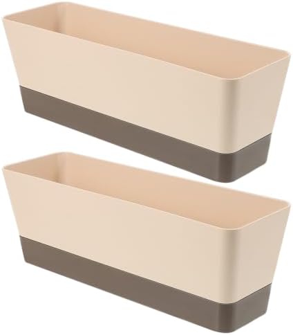 2pcs Rectangular Plastic Window Planter Box with Drainage Hole Saucer by SAFIGLE