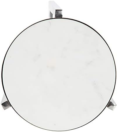 Kate and Laurel Aguilar Glam Round Drink Table, 8 x 8 x 23, Silver and White, Small Accent Table for Use as Plant Pedestal Stand with Marble Tabletop - Image 6