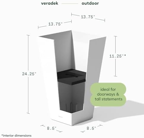 Veradek Pure Series Taper Planter - Tall Tapered Outdoor Planter with Shelf - Image 2