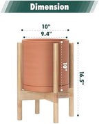 D'vine Dev Terracotta Pot with Natural Wood Stand, 10 in, 55-B-K-5 - Image 3