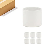 WGVI Matte White Ceramic Cylinder Vase Width 6.5" Height 6", Flower Arrangements, Candle Holder, Terrarium Planter Pot, Storage Container Organizer, Pen Brush Holder, Modern Table top Decor, 6 Pc by WGVInternational-OpusGlassware