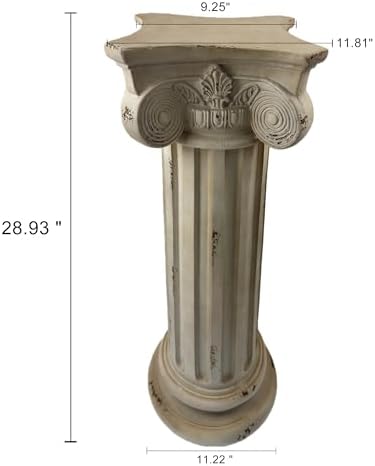 28.93" Roman Column Pedestal Plant Stand with Base, Greek Style Pillar Sculpture Magnesium Oxide Decorative Stand for Indoor Outdoor Garden Patio Wedding Party Display, Hand Painted Statue Holder - Image 2