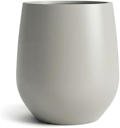 DTY Signature Mount Wilson Modern Indoor Outdoor Fiberstone Tapered Planter, Lightweight, Weather Resistant Garden Pot with Drainage Hole & Rubber Plug (Light Gray, 11'' D x 12'' H) by DTY