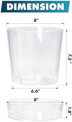 Phoenix Vine 8 Inch Clear Acrylic Planter Pot with Tray, Orchid Pot with Drainage Holes, Deep Saucer for Bottom Watering, Transparent Containers for Indoor Plants, Herbs, Set of 1, 91-A-G-1 - Image 3