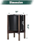 D'vine Dev Plastic Pot with Walnut Wood Stand, Black, 10 in, 55-C-L-2 - Image 3