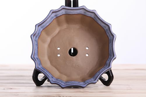 Willow Bonsai Ceramics Flower Design Bonsai Pot 8 Inch – Elegant Ceramic Bonsai & Succulent Planter, High‑Fired Frost‑Proof Stoneware with Drainage & Wiring Holes, Handmade in USA (Denim) - Image 5