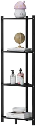 Wisuce Bamboo Small Corner Shelf Stand, 4-Tier Black Corner Bookshelf - Image 7
