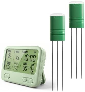 NexusLab Wireless Soil Moisture Meter with LCD Receiver, 2-Sensor 3-in-1 Plant Monitor for Moisture, Temperature, and Light, Indoor and Outdoor Garden Plants by NexusLab