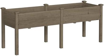 MUPATER 6'x1.8' Raised Garden Bed, Cedar Elevated Planter Box with 8 Drainage Holes, 6.8 Cubic Feet Potting Space, Wood Raised Garden Beds Outdoor with Six Legs for Garden, Patio and Greenhouse, Brown - Image 6