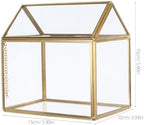 Abaodam Creative Geometric Glass House Terrarium for Indoor Moss and Air Plants, Miniature Plant Display Box with Gold Frame, Tabletop Planter for Home Garden Office Decor - Image 2
