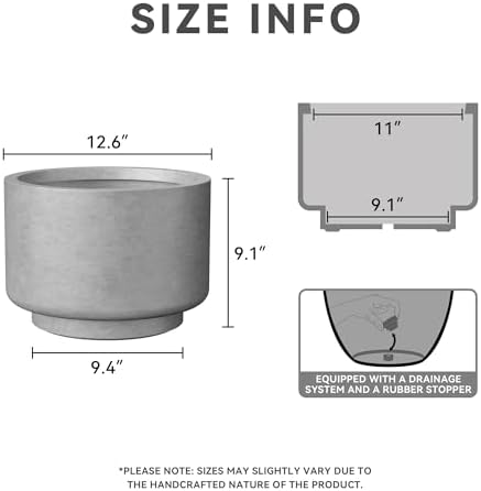Kante Accent Round Pedestal Pale Gray Concrete Planter 12.6" Dia, Outdoor - Image 2
