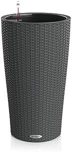 Lechuza CILINDRO Cottage 23 Granite, Self-Watering Tall Planter, D9.1 H16.1 in by LECHUZA