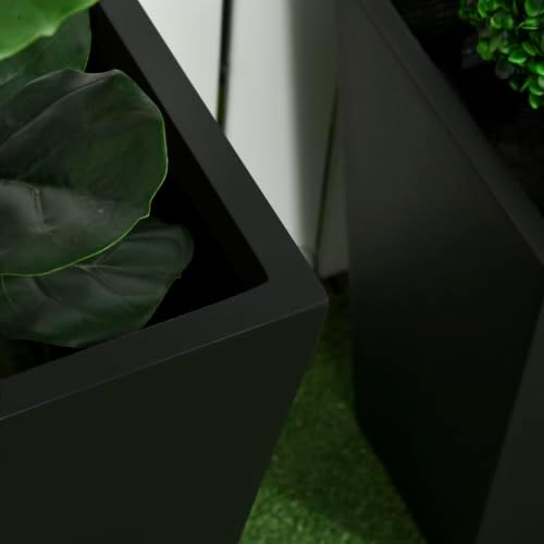 Outsunny 2-Pack Outdoor Planter Set with Drainage Holes, 22in & 18in, Black - Image 7