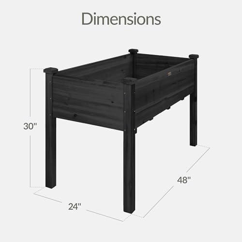 Best Choice Products 48x24x30in Raised Garden Bed, Elevated Wood Planter Box Stand for Backyard, Patio, Balcony w/Bed Liner, 200lb Capacity - Black - Image 2