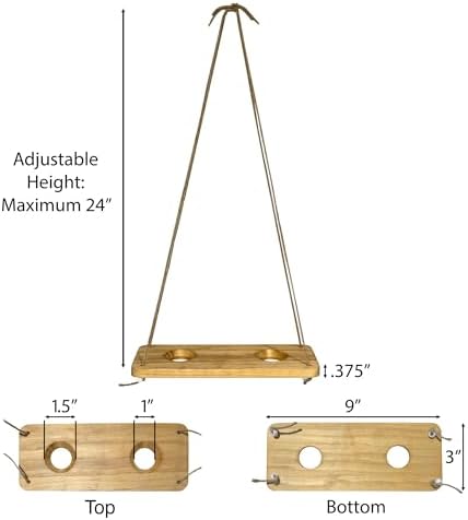 Tierra Garden Double Air Plant Swing Set – Hanging Multi-Plant Display for 2 to 4 Air Plants, Natural Poplar Wood with Twine & Beads - Air Plant Holder - Image 3