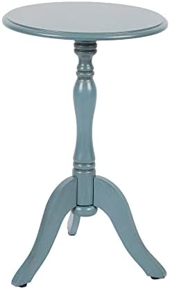 Decor Therapy Simplify Round Pedestal Accent Table, 24" x 15" x 15", Antique Arctic Blue - Image 4