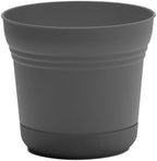 Bloem Saturn 7" Plastic Planter with Saucer, Charcoal, 4-Pack - Image 6