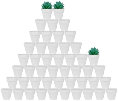 vensovo 48 Pcs 2" Tiny Ceramic Terracotta Pots,White Clay Pot by vensovo