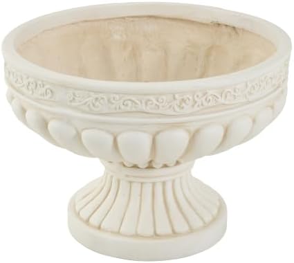 Christopher Knight Home Lina 15.94" H Classical Urn Planters Set of 2, MGO Outdoor Flower Pots, Weather-Resistant Outdoor Planters Set, Scroll & Fluted Pedestal Planter Pot, Antique White - Image 7