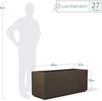 PolyStone Milan Modern Outdoor/Indoor Rectangular Trough Planter - 46" x 17" x 19" H - Lightweight Weather Resistant Stone-Look Resin Planter - Commercial & Residential - Chocolate Brown - Image 2