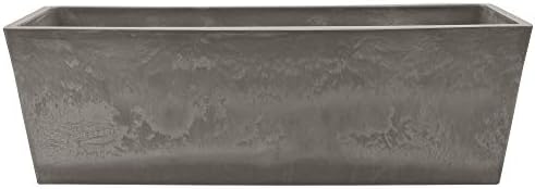 PSW Pot Collection [25.3 inch] Plastic/Stone/Wood Composite Window Box Rectangular Planter – No Drainage Hole (Drillable), Indoor/Outdoor Pot for Flowers and Vegetables, Cement Color - Image 2