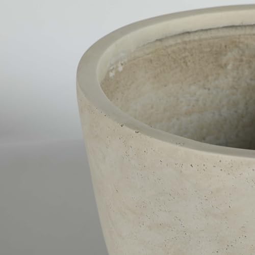 14" Round Concrete Outdoor Planter Pots Set of 2, Rustic Large Planter Pots for Outdoor Plants with Drainage Holes for Home Front Porch Garden Patio, White - Image 5
