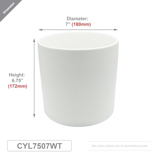 WGVI White Ceramic Cylinder Vase Width 7" Height 6.75", Flower Arrangements, Candle Holder, Terrarium Planter Pot, Storage Container Organizer, Pen Brush Holder, 6 Pieces - Image 3