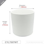 WGVI White Ceramic Cylinder Vase Width 7" Height 6.75", Flower Arrangements, Candle Holder, Terrarium Planter Pot, Storage Container Organizer, Pen Brush Holder, 6 Pieces - Image 3