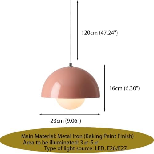 Modern Flowerpot Pendant Light, Pink Hanging Lamp, Nordic Chandelier, Metal Dome Ceiling Light Fixture, for Kitchen Island, Dining Room, Bedroom, Bar, Office Decor(Walnut Grain) - Image 3