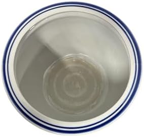 Oriental Lotus Flowers with Fern Design, Blue and White Ceramic Fish Bowl Planter Plant Pot No Drain Hole (8" Diameter x 5" Tall) - Image 2