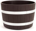 RTS Home Accents Better Barrel 18-Inch Outdoor Planter, Walnut – Rustic Whiskey Barrel Style Heavy-Duty Resin Pot with Rusting Steel Bands for Patio, Porch & Garden by RTSCompaniesInc